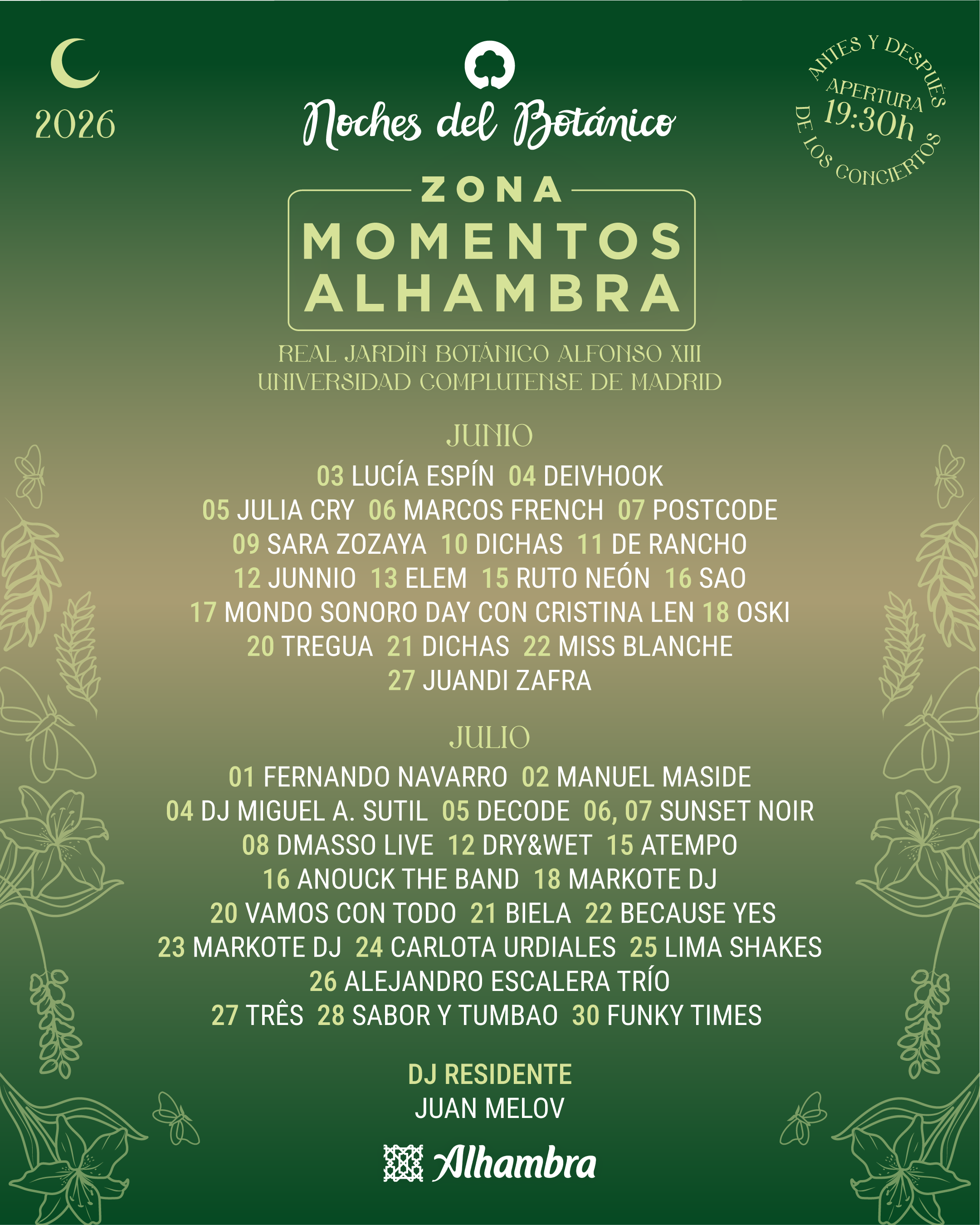 Cartel Zona Momentos Alhambra