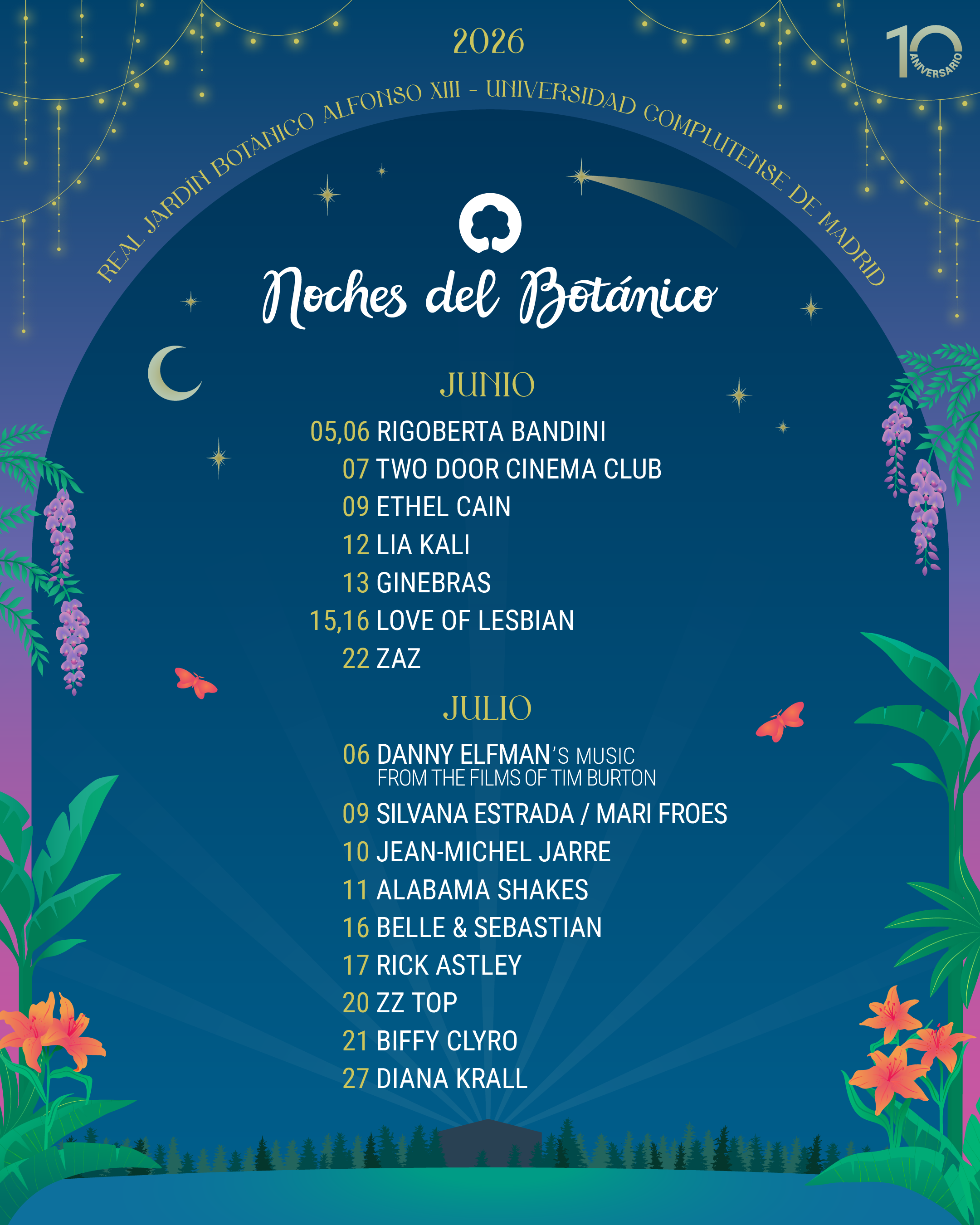 Avance de cartel de Noches del Botánico Edición 2026