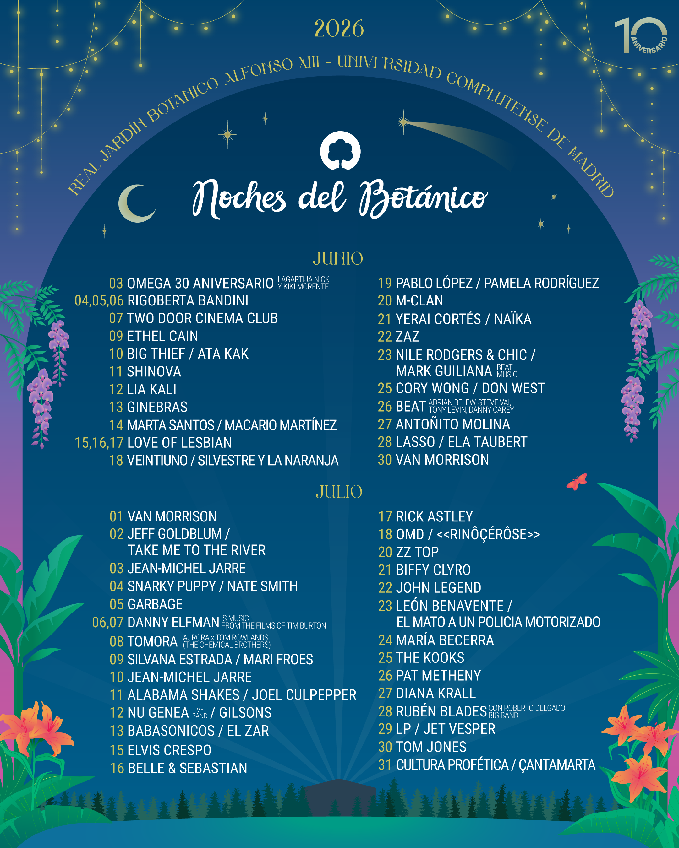 Cartel de Noches del Botánico Edición 2026