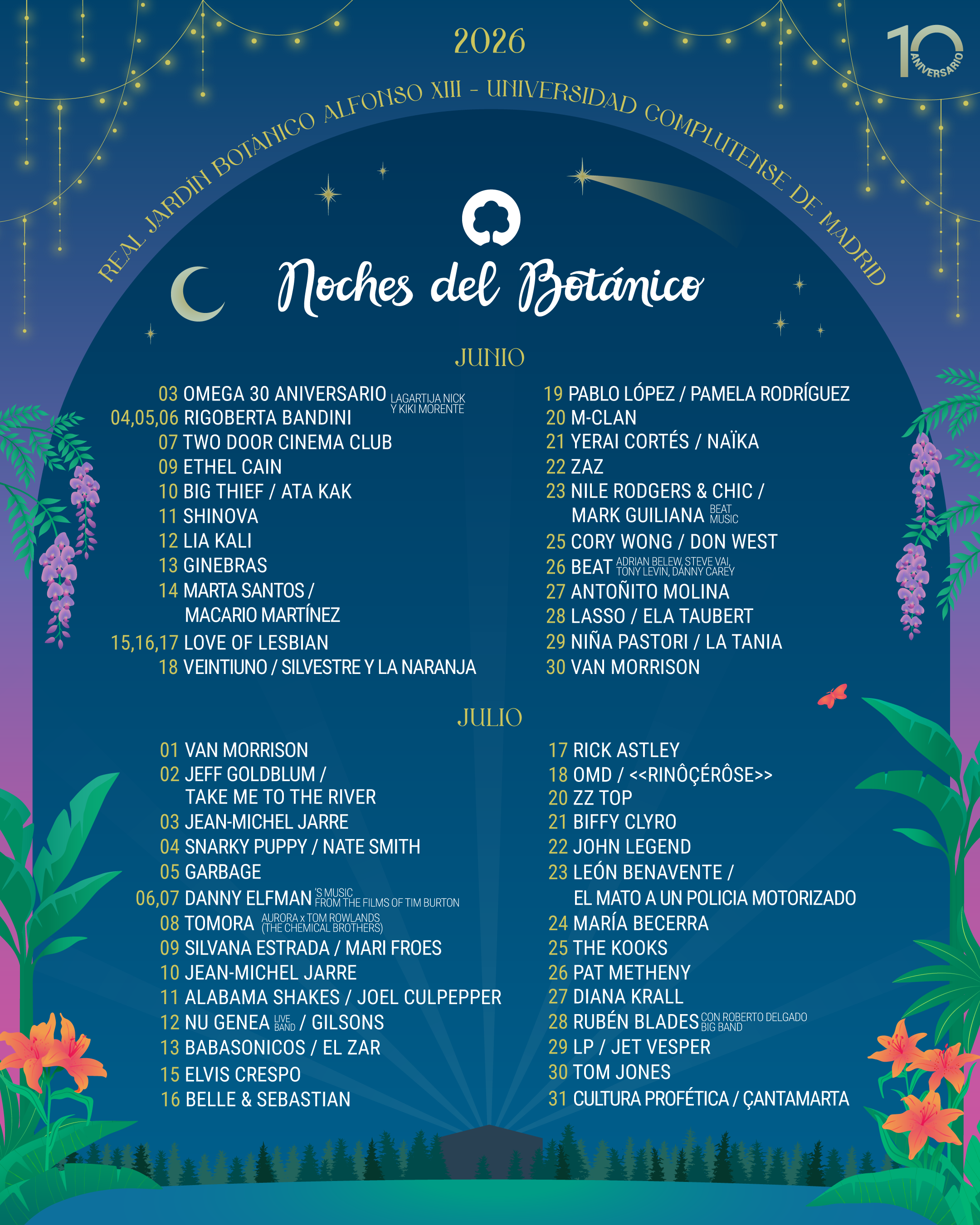 Cartel de Noches del Botánico Edición 2026