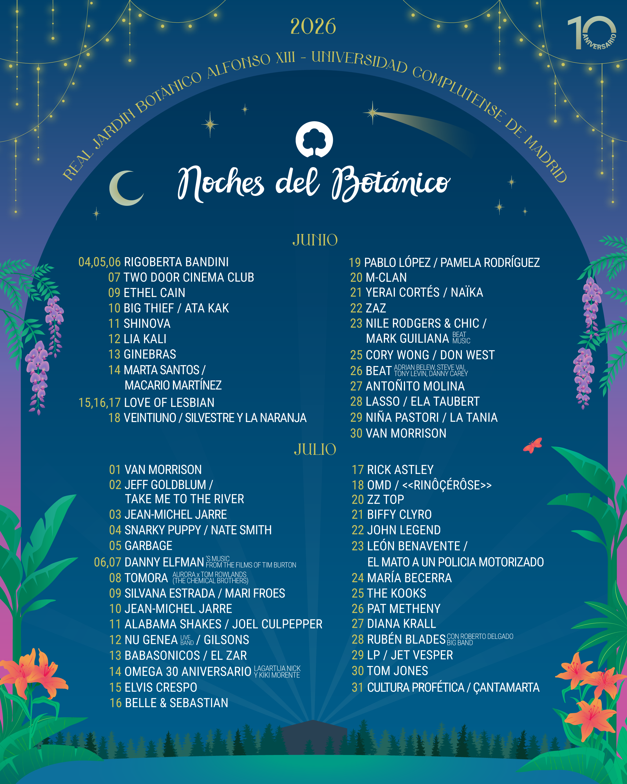 Cartel de Noches del Botánico Edición 2026