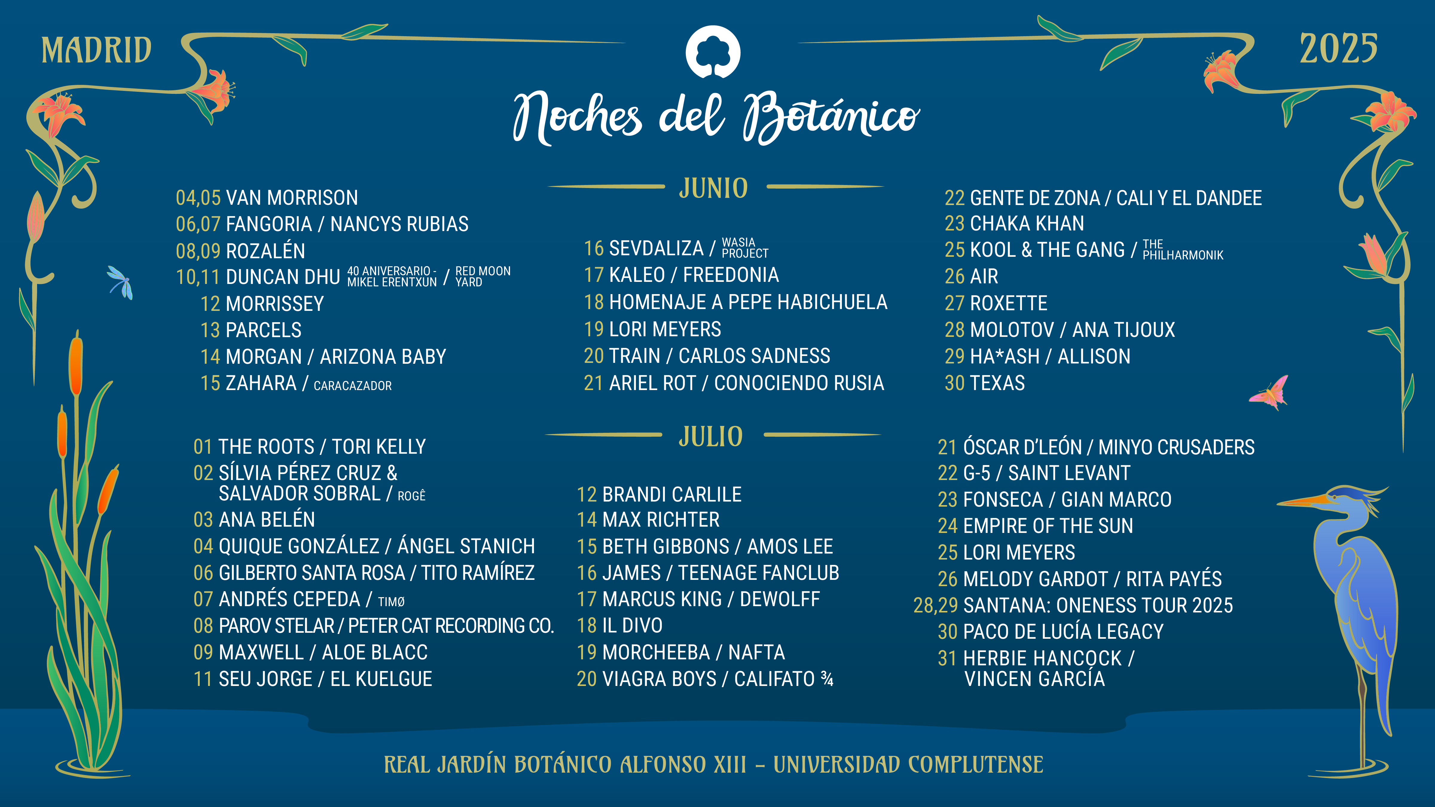 Cartel completo de Noches del Botánico 2025